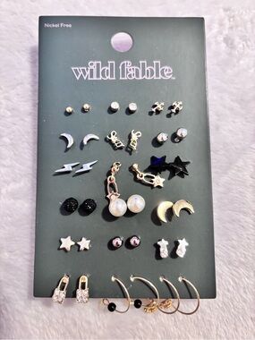 wild fable Gold, Black, Pearl & Silver Earring Set